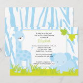 Oerwoud Animals Safari Baby shower Invitation Kaart (Voorkant / Achterkant)