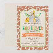 Oerwoud Animals Safari Baby shower Invitation Kaart (Voorkant / Achterkant)