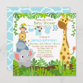 Oerwoud Animals Safari Baby shower Invitation Kaart (Voorkant / Achterkant)