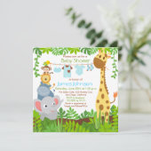 Oerwoud Animals Safari Baby shower Invitation Kaart (Staand voorkant)