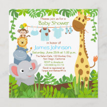 Oerwoud Animals Safari Baby shower Invitation