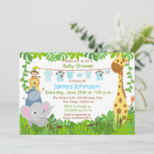 Oerwoud Animals Safari Baby shower Invitation Kaart (Staand voorkant)