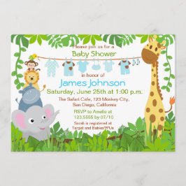 Oerwoud Animals Safari Baby shower Invitation Kaart