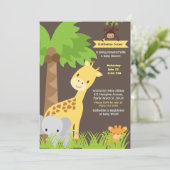 Oerwoud Animals Safari Baby shower Invitation Kaart (Staand voorkant)