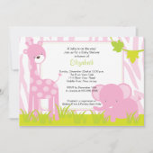 Oerwoud Animals Safari Baby shower Invitation Kaart (Voorkant)
