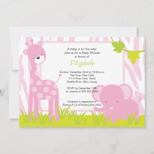 Oerwoud Animals Safari Baby shower Invitation Kaart (Voorkant)