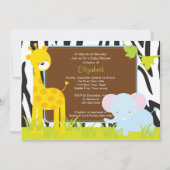 Oerwoud Animals Safari Baby shower Invitation Kaart (Voorkant)