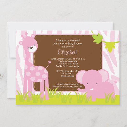 Oerwoud Animals Safari Baby shower Invitation Kaart (Voorkant)