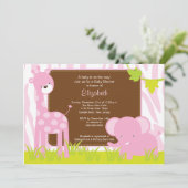 Oerwoud Animals Safari Baby shower Invitation Kaart (Staand voorkant)