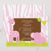 Oerwoud Animals Safari Baby shower Invitation Kaart (Voorkant / Achterkant)