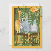 Oerwoud Animals Safari Birthday Party Invite Kaart (Voorkant)