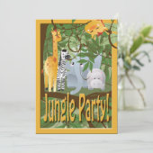 Oerwoud Animals Safari Birthday Party Invite Kaart (Staand voorkant)