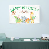 Oerwoud Animals Safari Boy Birthday Party Custom Spandoek (Beurs)