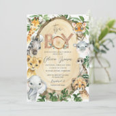 Oerwoud Animals Safari Greenery Boy Baby shower Kaart (Staand voorkant)