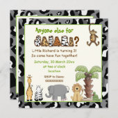 Oerwoud Animals Safari Kids Verjaardagsfeest Kaart (Voorkant / Achterkant)