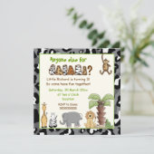 Oerwoud Animals Safari Kids Verjaardagsfeest Kaart (Staand voorkant)