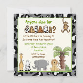 Oerwoud Animals Safari Kids Verjaardagsfeest Kaart (Voorkant)