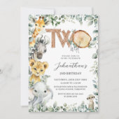 Oerwoud Animals Safari Two Wild 2e verjaardag Kaart (Voorkant)