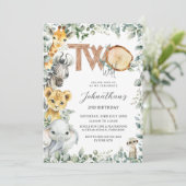 Oerwoud Animals Safari Two Wild 2e verjaardag Kaart (Staand voorkant)