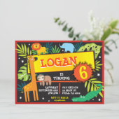 OERWOUD ANIMALS SAFARI Verjaardagsfeestuitnodiging Kaart (Staand voorkant)