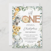 Oerwoud Animals Safari Wild 1e eerste verjaardag Kaart (Voorkant)