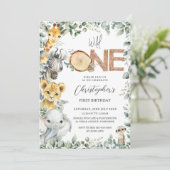 Oerwoud Animals Safari Wild 1e eerste verjaardag Kaart (Staand voorkant)