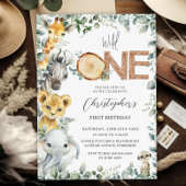 Oerwoud Animals Safari Wild 1e eerste verjaardag Kaart