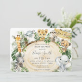 Oerwoud Animals Safari Wood Greenery Baby shower Kaart (Staand voorkant)