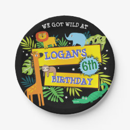 OERWOUD ANIMALS SAFARI ZOO Verjaardagspapier Papieren Bordje