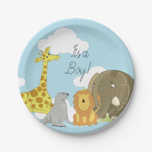 Oerwoud Animals Theme It a Boy Baby shower Papieren Bordje (Voorkant)