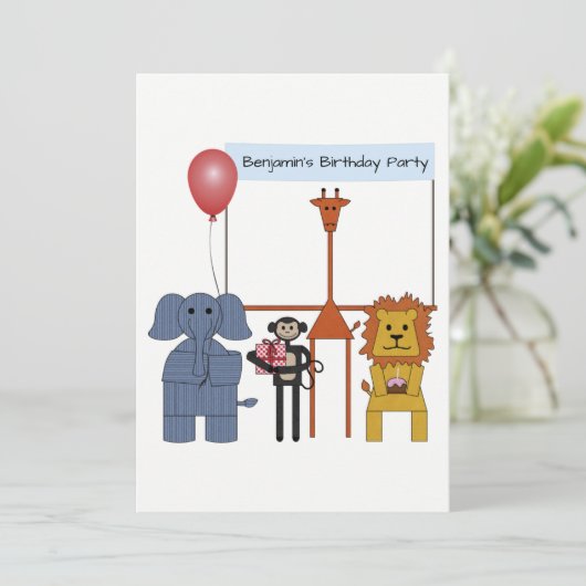 Oerwoud Animals Verjaardagsfeestuitnodiging - |Nr. Kaart (Staand voorkant)