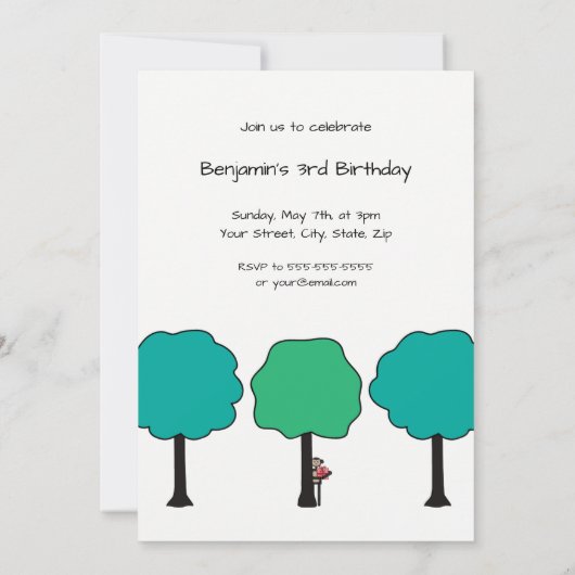 Oerwoud Animals Verjaardagsfeestuitnodiging - |Nr. Kaart (Achterkant)