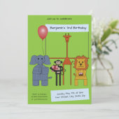 Oerwoud Animals Verjaardagsfeestuitnodiging - |Nr. Kaart (Staand voorkant)