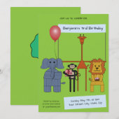 Oerwoud Animals Verjaardagsfeestuitnodiging - |Nr. Kaart (Voorkant / Achterkant)