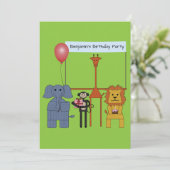 Oerwoud Animals Verjaardagsfeestuitnodiging - |Nr. Kaart (Staand voorkant)