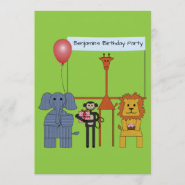 Oerwoud Animals Verjaardagsfeestuitnodiging - |Nr. Kaart