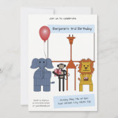 Oerwoud Animals Verjaardagsfeestuitnodiging - |Nr. Kaart (Voorkant)