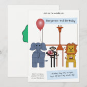 Oerwoud Animals Verjaardagsfeestuitnodiging - |Nr. Kaart (Voorkant / Achterkant)