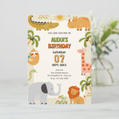 Oerwoud Animals Zoo jarig Kaart (Staand voorkant)