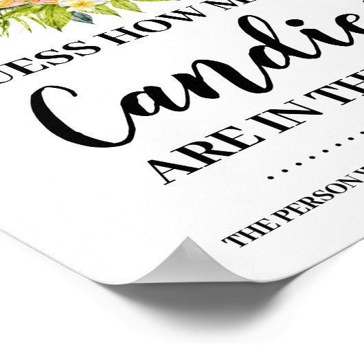 Oerwoud Animas Hoeveel Snoepjes Baby shower Game Poster (Hoek)