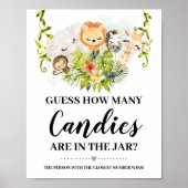 Oerwoud Animas Hoeveel Snoepjes Baby shower Game Poster (Voorkant)