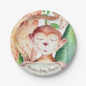 Oerwoud apen en Giraffe Baby shower Partij Aangepa Papieren Bordje (Voorkant)
