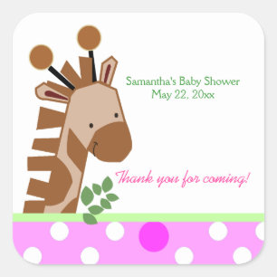 Oerwoud avontuur (roze) SQUARE Favor Sticker