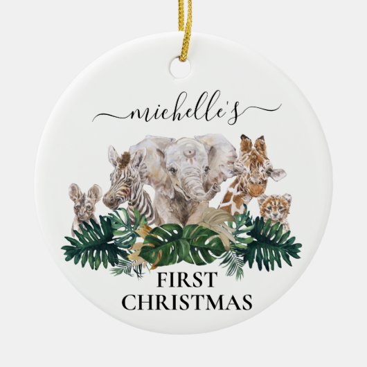 Oerwoud Babies Safari Afrikaanse Baby kerst 1 Keramisch Ornament (Voorkant)