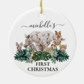 Oerwoud Babies Safari Afrikaanse Baby kerst 1 Keramisch Ornament (Achterkant)