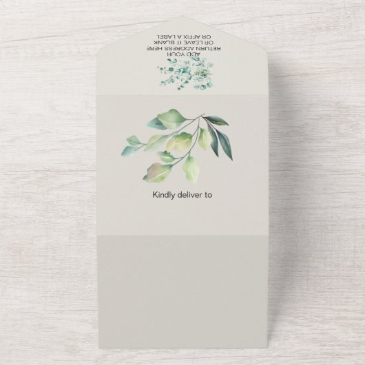 Oerwoud Baby Animals Shower Greenery Safari All In One Uitnodiging (Buitenkant)