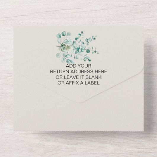 Oerwoud Baby Animals Shower Greenery Safari All In One Uitnodiging (Achterkant)