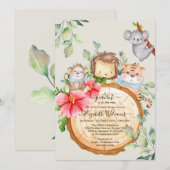 Oerwoud Baby Animals Shower Greenery Safari Kaart (Voorkant / Achterkant)