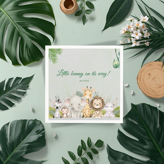 oerwoud baby boy shower wild tropical Invitation Servet