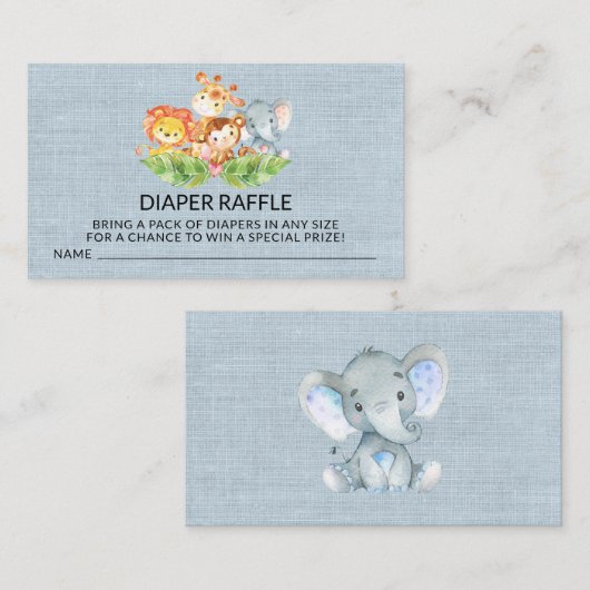 Oerwoud Baby Dieren Douche Luier Raffle Ticket Informatiekaartje (Voorkant / Achterkant)